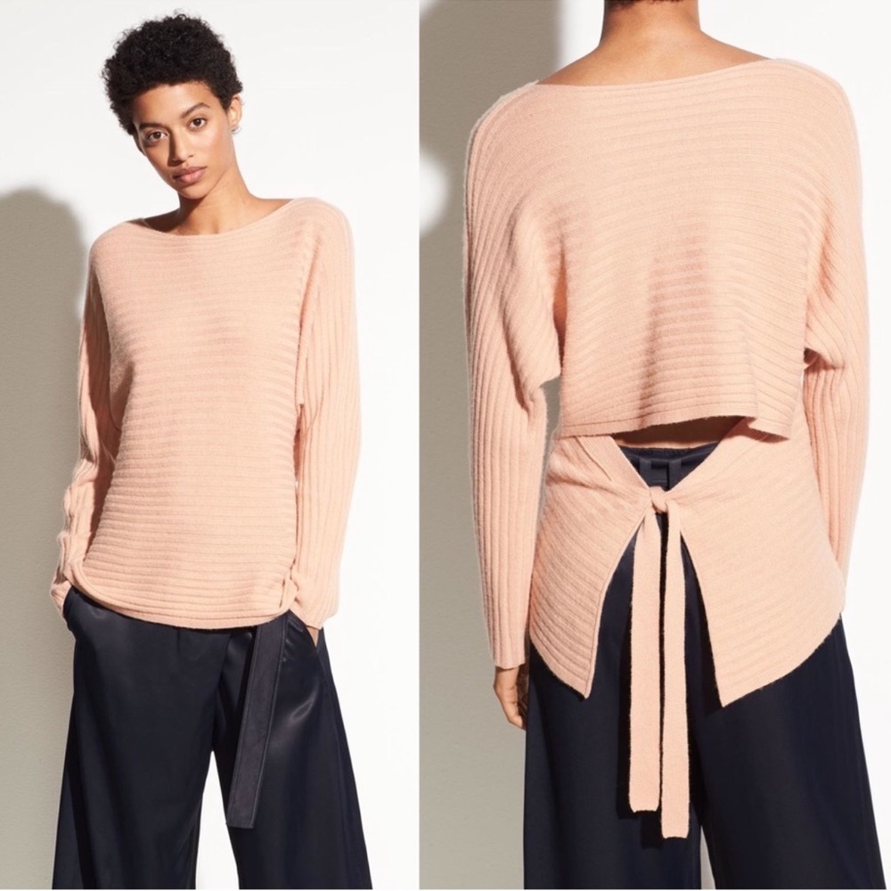 Vince Wool Cashmere Blend Open Tie Back Dolman Top Size Small